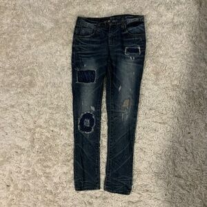 ILDF Men's dark Blue Skinny patch Jeans size S Made in Korea